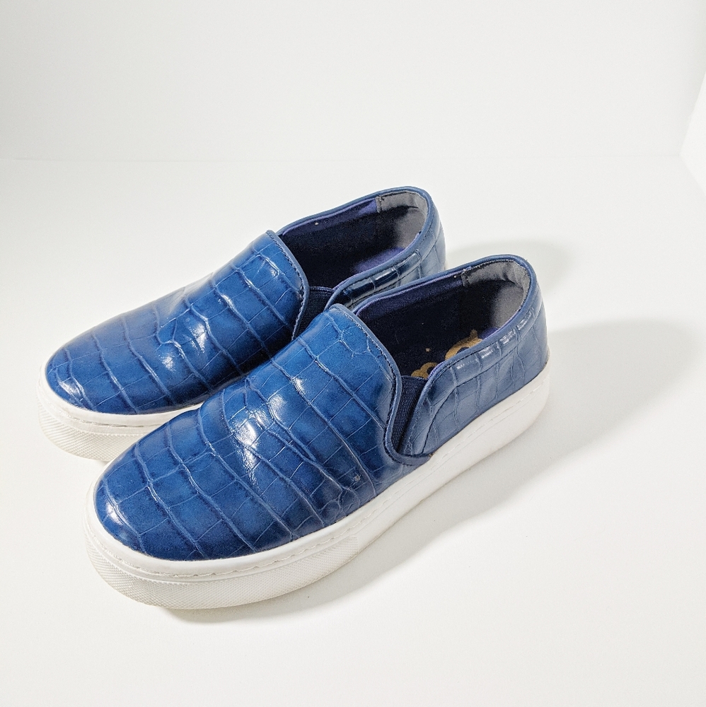 Sam Edelman faux reptile blue slip on snea… - Picture 1 of 4